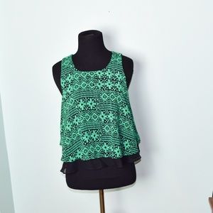 Timing Green Flowy Print Blouse